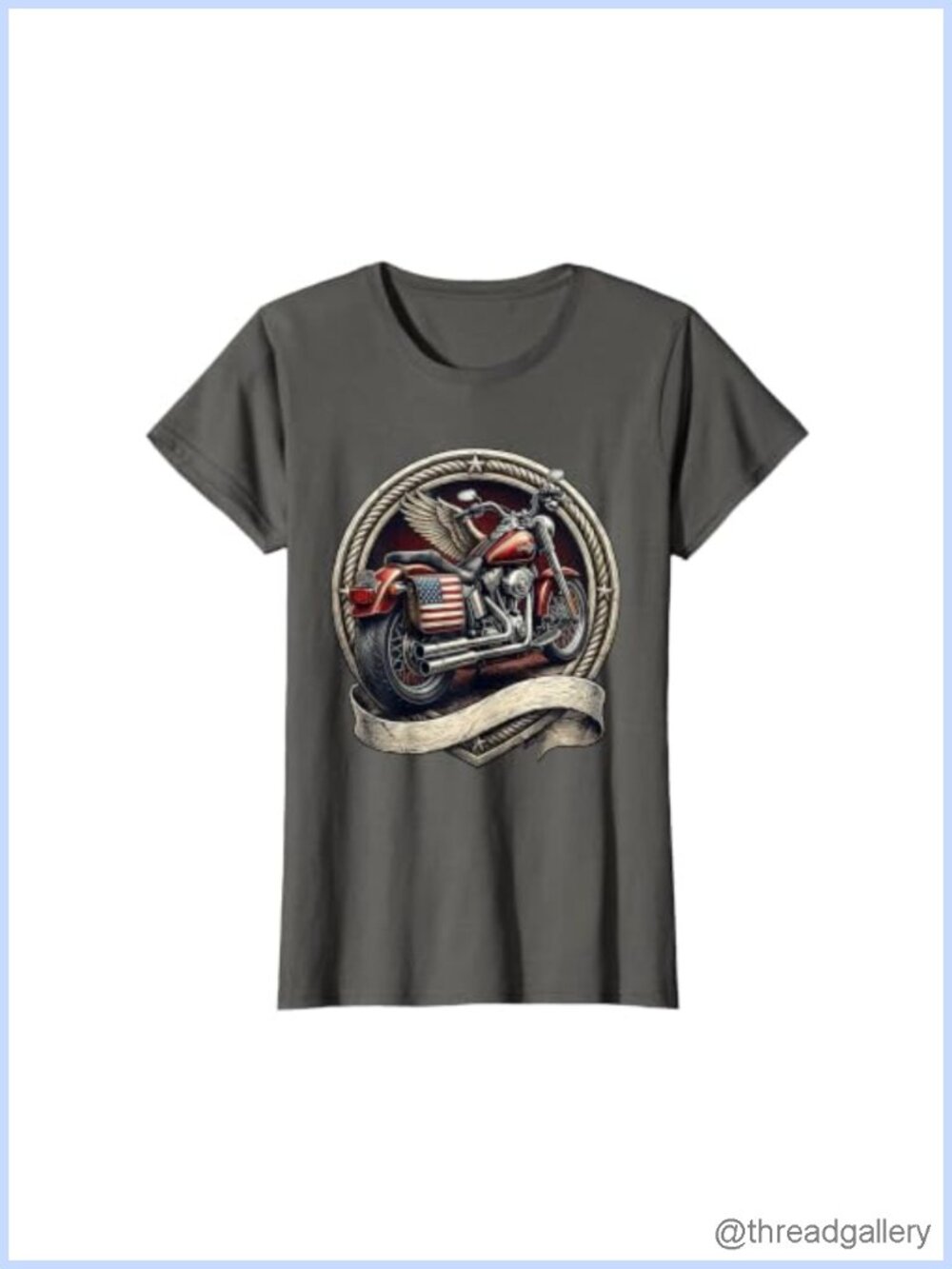 Mademark Vintage Motorcycle American Flag Saddlebag T-Shirt